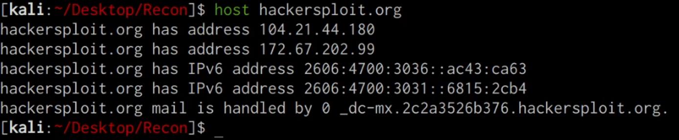 Host utility output